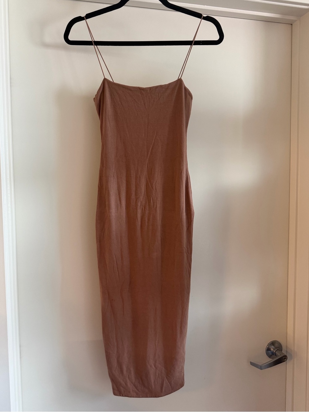 naked wardrobe Rust-Brown Spaghetti-Strap Midi Slip Dress